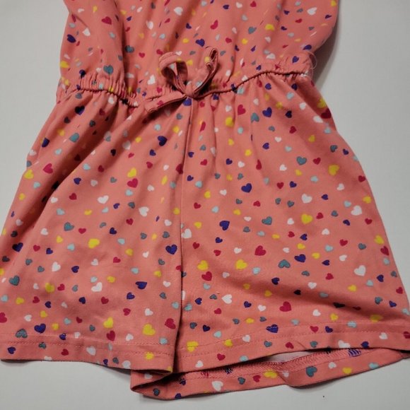 Picapino Outfit Girls 5T Jumpsuit Pink Hearts Short One-Piece 5 Comfort Stretch - Picture 2 of 12